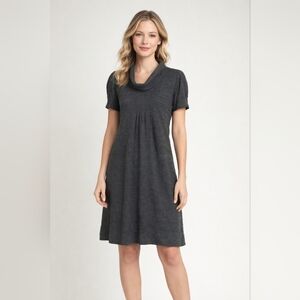 Dressbarn Cowl Neck Dark Gray Mini Textured Dress